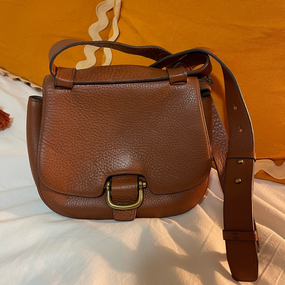 J. Crew Tan Crossbody Bag with Gold Buckle